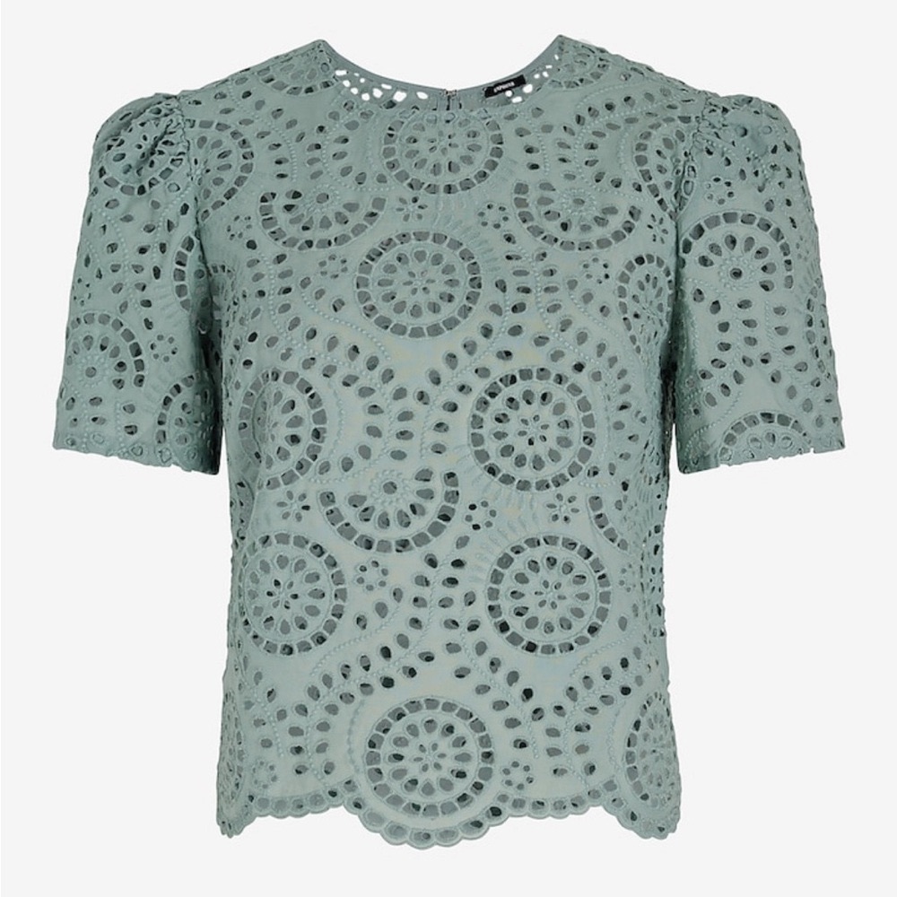 NWT Express Eyelet Crewneck Short Sleeve Top